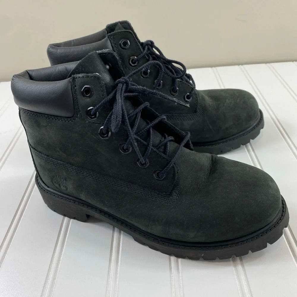 Timberland Boys Black Premium Water‎ Resistant Leather Suede Boots Sz 3